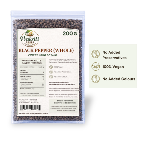 Prakriti Black Pepper Whole – 200 g
